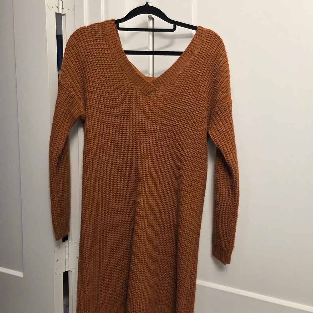 Rust Orange Knit Sweater Dress